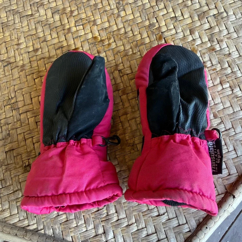 Target Mittens Kids Pink Black Thinsulate Insulated Winter Snow Ski 2T-5T